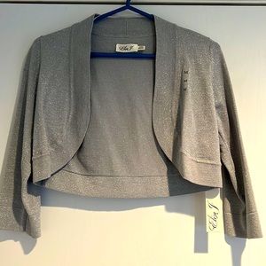 NWT sparkling silver Eliza J shrug
